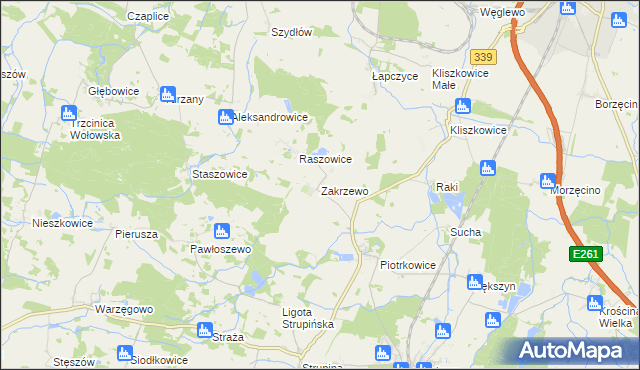 mapa Zakrzewo gmina Prusice, Zakrzewo gmina Prusice na mapie Targeo