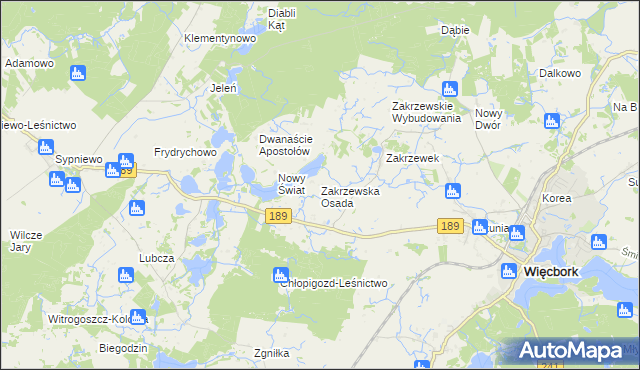 mapa Zakrzewska Osada, Zakrzewska Osada na mapie Targeo