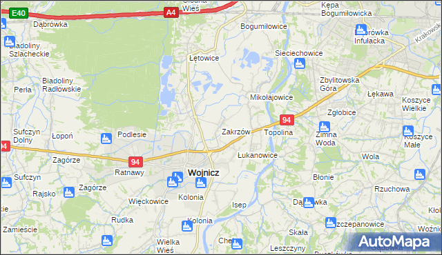 mapa Zakrzów gmina Wojnicz, Zakrzów gmina Wojnicz na mapie Targeo