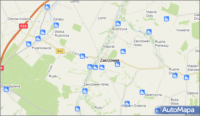 mapa Zakrzówek powiat kraśnicki, Zakrzówek powiat kraśnicki na mapie Targeo