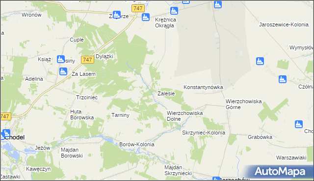 mapa Zalesie gmina Bełżyce, Zalesie gmina Bełżyce na mapie Targeo