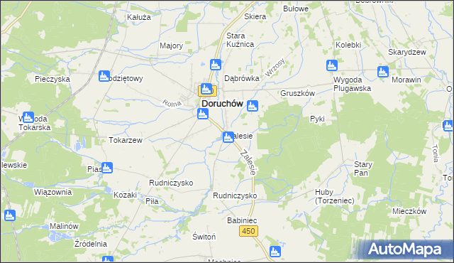 mapa Zalesie gmina Doruchów, Zalesie gmina Doruchów na mapie Targeo