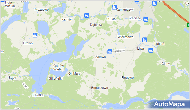 mapa Zalewo gmina Miłomłyn, Zalewo gmina Miłomłyn na mapie Targeo