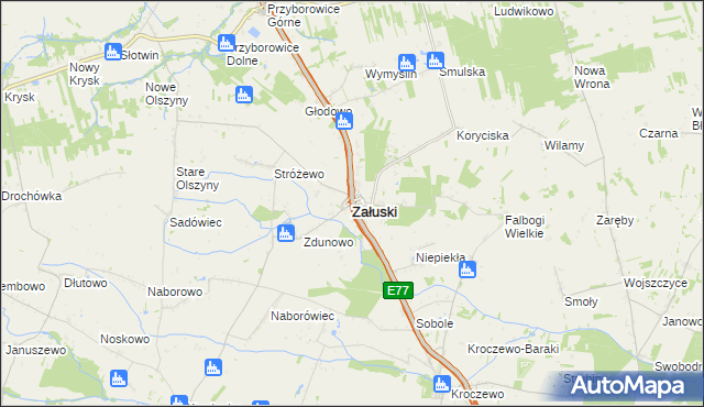 mapa Załuski powiat płoński, Załuski powiat płoński na mapie Targeo