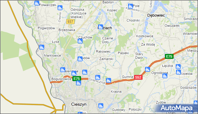 mapa Zamarski, Zamarski na mapie Targeo