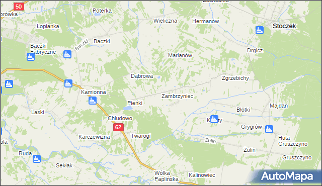 mapa Zambrzyniec, Zambrzyniec na mapie Targeo