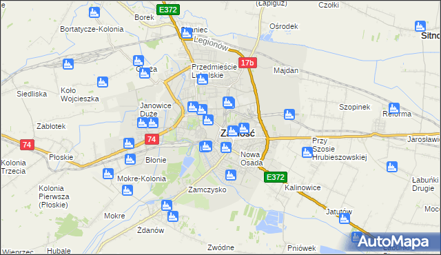 mapa Zamościa, Zamość na mapie Targeo