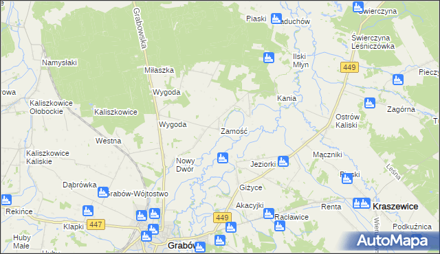 mapa Zamość gmina Sieroszewice, Zamość gmina Sieroszewice na mapie Targeo