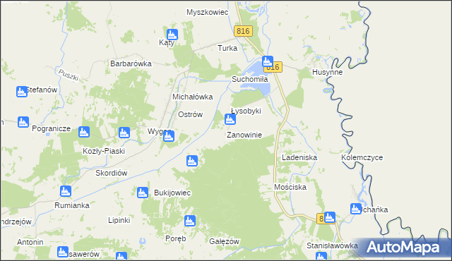 mapa Zanowinie, Zanowinie na mapie Targeo