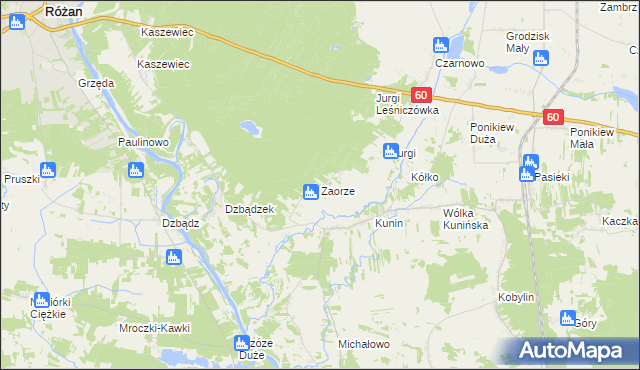 mapa Zaorze gmina Goworowo, Zaorze gmina Goworowo na mapie Targeo