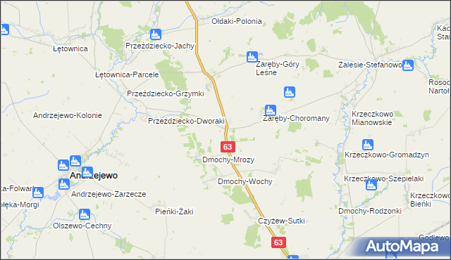mapa Zaręby-Bolędy, Zaręby-Bolędy na mapie Targeo
