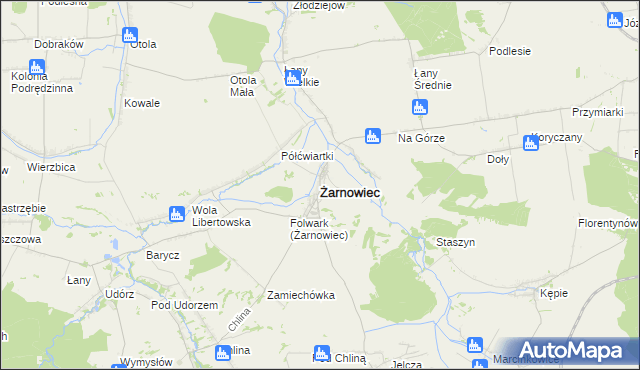 mapa Żarnowiec powiat zawierciański, Żarnowiec powiat zawierciański na mapie Targeo