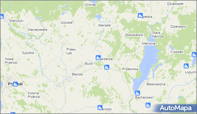 mapa Zarzecze gmina Przerośl, Zarzecze gmina Przerośl na mapie Targeo
