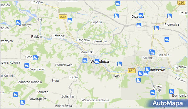 mapa Zarzeka gmina Wąwolnica, Zarzeka gmina Wąwolnica na mapie Targeo