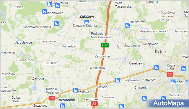 mapa Zatopolice, Zatopolice na mapie Targeo