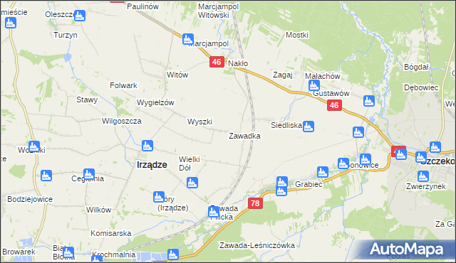 mapa Zawadka gmina Irządze, Zawadka gmina Irządze na mapie Targeo