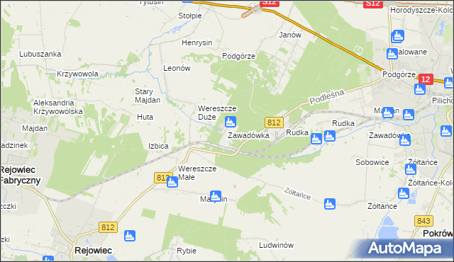 mapa Zawadówka gmina Rejowiec, Zawadówka gmina Rejowiec na mapie Targeo