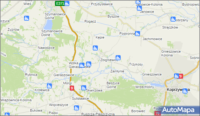 mapa Zbigniewice, Zbigniewice na mapie Targeo