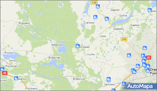 mapa Zbrojewo, Zbrojewo na mapie Targeo