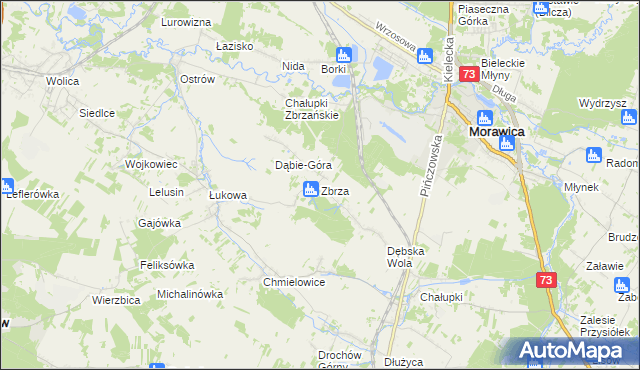 mapa Zbrza gmina Morawica, Zbrza gmina Morawica na mapie Targeo