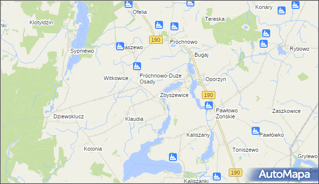 mapa Zbyszewice, Zbyszewice na mapie Targeo
