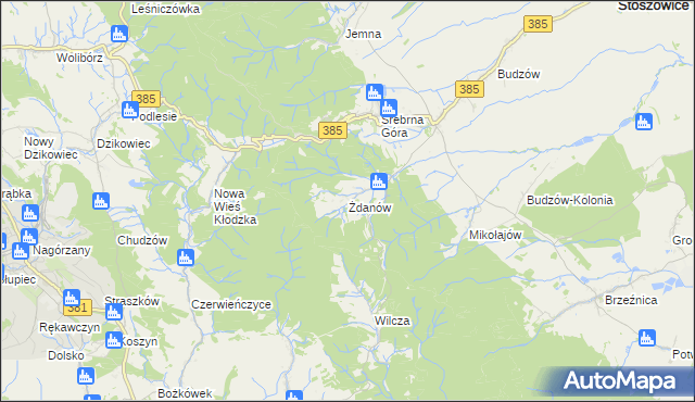 mapa Żdanów gmina Stoszowice, Żdanów gmina Stoszowice na mapie Targeo