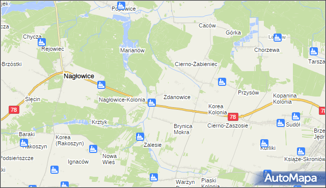 mapa Zdanowice, Zdanowice na mapie Targeo