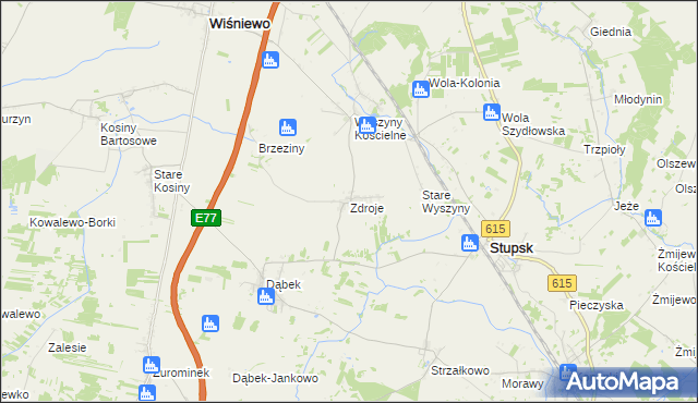 mapa Zdroje gmina Stupsk, Zdroje gmina Stupsk na mapie Targeo