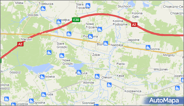 mapa Żdżar gmina Kotuń, Żdżar gmina Kotuń na mapie Targeo