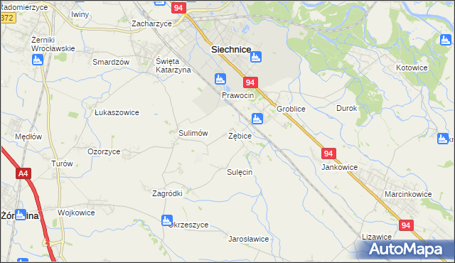 mapa Zębice, Zębice na mapie Targeo