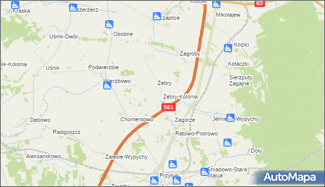 mapa Żebry-Kolonia gmina Śniadowo, Żebry-Kolonia gmina Śniadowo na mapie Targeo