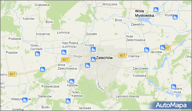 mapa Żelechów powiat garwoliński, Żelechów powiat garwoliński na mapie Targeo