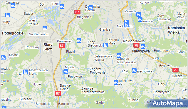 mapa Żeleźnikowa Wielka, Żeleźnikowa Wielka na mapie Targeo