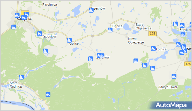 mapa Żelichów gmina Cedynia, Żelichów gmina Cedynia na mapie Targeo