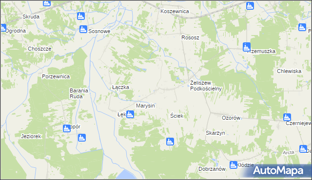 mapa Żeliszew Duży, Żeliszew Duży na mapie Targeo