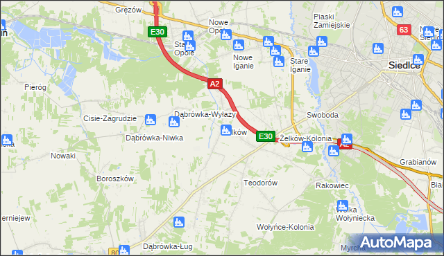 mapa Żelków, Żelków na mapie Targeo