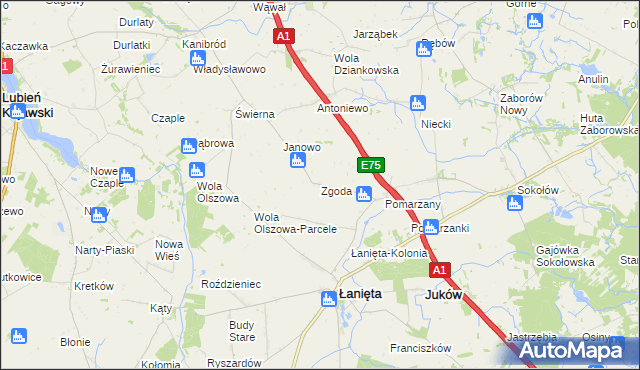 mapa Zgoda gmina Łanięta, Zgoda gmina Łanięta na mapie Targeo