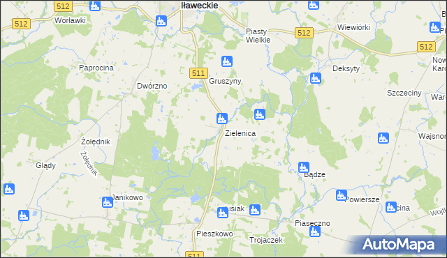 mapa Zielenica gmina Górowo Iławeckie, Zielenica gmina Górowo Iławeckie na mapie Targeo