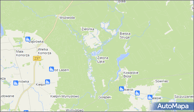 mapa Zielona Łąka gmina Tuchola, Zielona Łąka gmina Tuchola na mapie Targeo