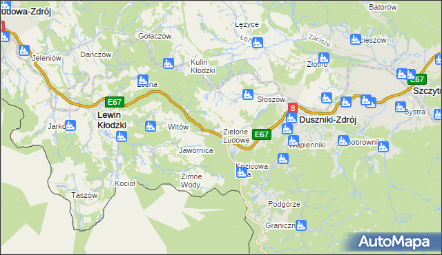 mapa Zielone Ludowe, Zielone Ludowe na mapie Targeo