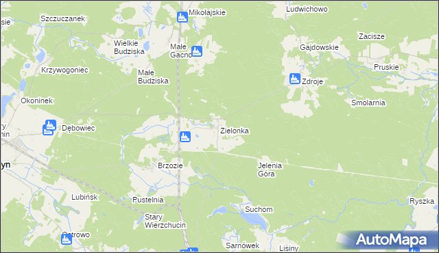 mapa Zielonka gmina Cekcyn, Zielonka gmina Cekcyn na mapie Targeo