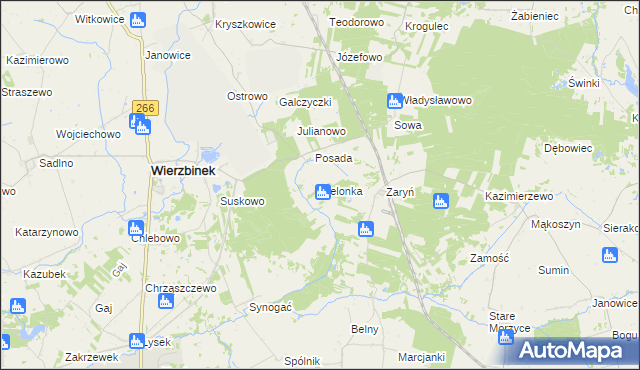 mapa Zielonka gmina Wierzbinek, Zielonka gmina Wierzbinek na mapie Targeo