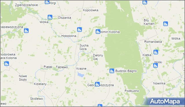 mapa Zielony Gaj gmina Janów, Zielony Gaj gmina Janów na mapie Targeo