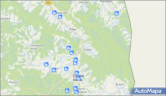 mapa Żłobek gmina Czarna, Żłobek gmina Czarna na mapie Targeo