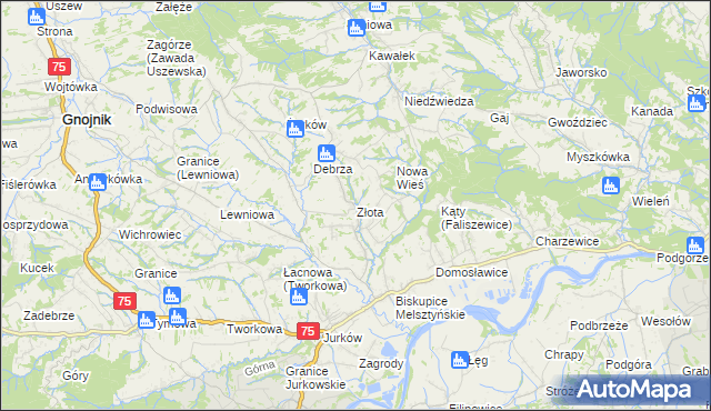 mapa Złota gmina Czchów, Złota gmina Czchów na mapie Targeo