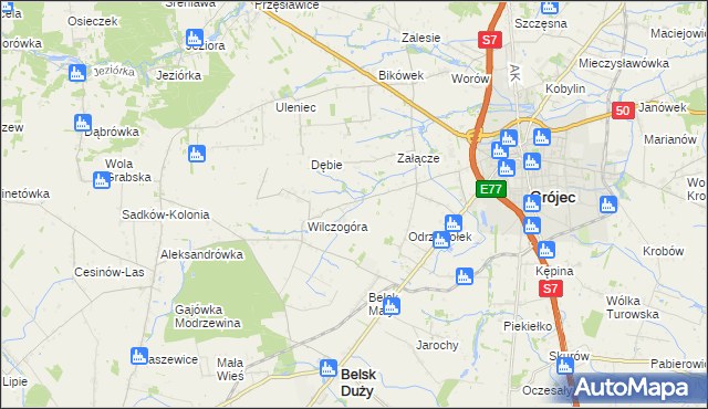 mapa Złota Góra gmina Belsk Duży, Złota Góra gmina Belsk Duży na mapie Targeo