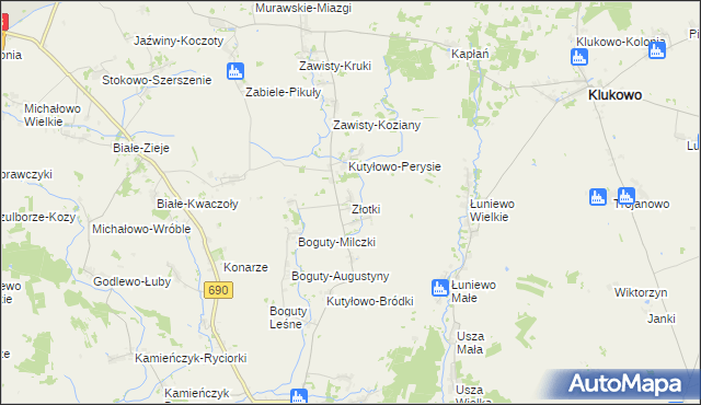 mapa Złotki gmina Boguty-Pianki, Złotki gmina Boguty-Pianki na mapie Targeo