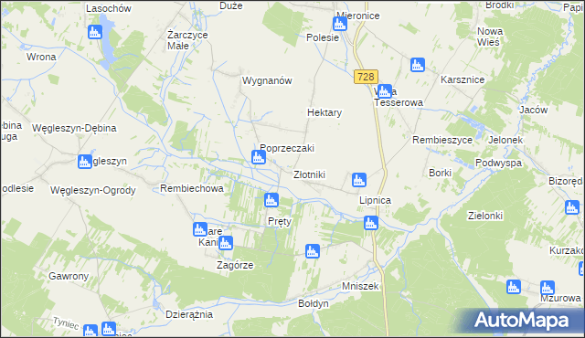 mapa Złotniki gmina Małogoszcz, Złotniki gmina Małogoszcz na mapie Targeo