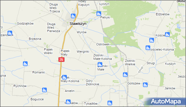 mapa Złotniki Małe-Kolonia, Złotniki Małe-Kolonia na mapie Targeo