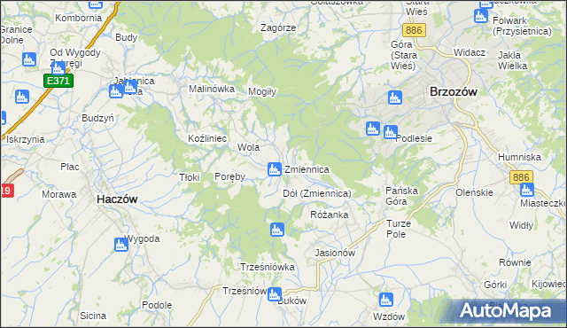 mapa Zmiennica, Zmiennica na mapie Targeo